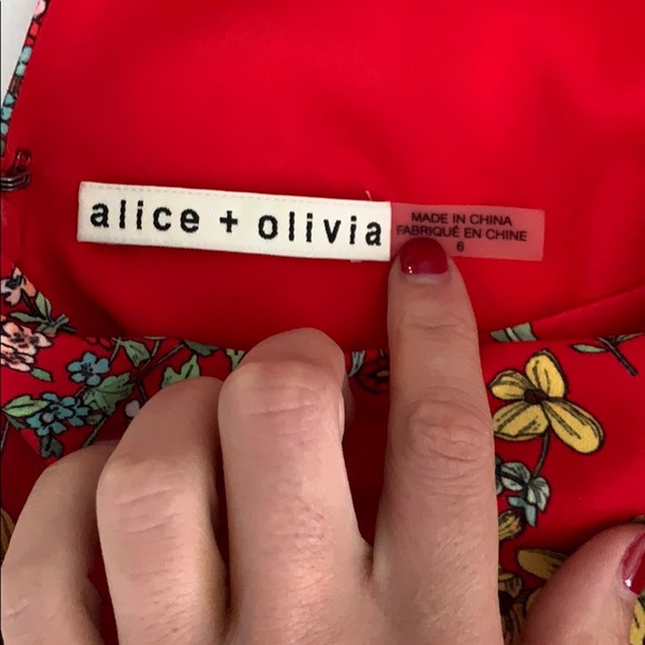 Alice + Olivia Red Floral Dress - Picture 7 of 7